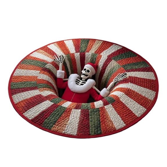 IFRINID Christmas 3D Illusion Area Rug, 31.5 Inch Round Velvet Holiday Floor Mat for Entryway, Fireplace and Home Decor