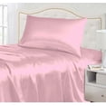 thumbnail image 4 of Belles & Whistles Satin Charmeuse Silky Sheet Set, Pink, King, 4 of 6