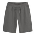 thumbnail image 4 of Sakmal Bermuda Mens Shorts Knee Length Board Elastic Waist Lightweight Solid 9 Inch Gray Mens Shorts 2XL, 4 of 4