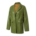 thumbnail image 6 of Women Faux Leather PU Jackets Turndown Collar Oversized Blazer Coats Motor Bike Loose Fit Pockets Outwear, 6 of 8