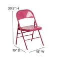 thumbnail image 5 of BizChair 4 Pack Shockingly Fuchsia Triple Braced & Double Hinged Metal Folding Chair, 5 of 8