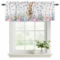 thumbnail image 2 of 2 Panels Bunny Easter Valance for Windows, Spring Floral Rabbits Eggs Farmhouse Light Filtering Kitchen Curtains, Rod Pocket Window Treatment Curtain Valances for Living Room Bedroom, 42"x12", 2 of 9