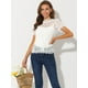 thumbnail image 2 of Top de encaje floral Allegra K Semitransparente blanco L, 2 of 7