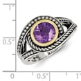 thumbnail image 3 of Sterling Silver w/ 14k Yellow Gold Amethyst Vintage Ring, 3 of 4
