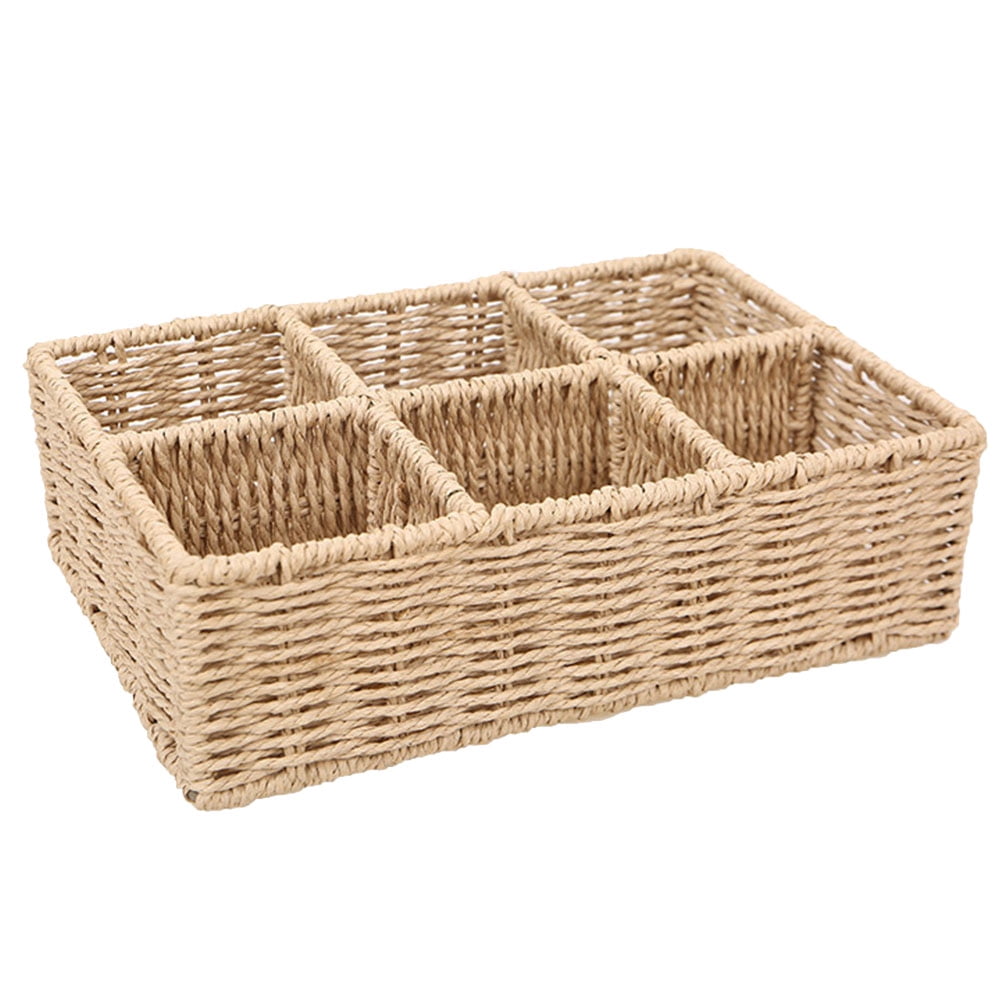 Basket Storage Woven Organizer Wicker Baskets Compartment Rattan Toilet