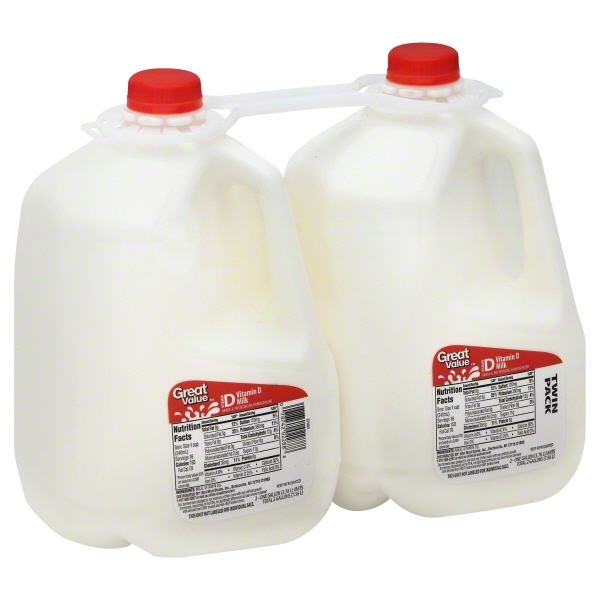 Great Value Whole Milk, 2 ct, 256 oz