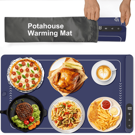 Food Warming Mat, Graphene Full-Surface Electric Warming Tray for Fast Heating , 6 TEMP & Timer Settings, Rollable Perfect for Parties, Travel, Daily Use
