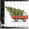thumbnail image 4 of Ambesonne Christmas Shower Curtain, Xmas Truck and Tree, 69"Wx70"L, White Red Green, 4 of 5