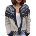 thumbnail image 1 of Jersey tipo cárdigan Akivide para mujer, de punto con estampado floral, parte delantera abierta, 1 of 2