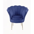 thumbnail image 3 of 34" Blue Velvet Scalloped Back Barrel Accent Chair with Metal Legs (1-Piece - Solid Wood Frame + Velvet Seat - Modern Style - With Backrest), 3 of 6