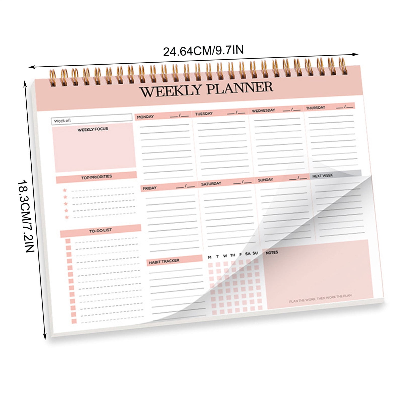 B5 Weekly Planner Coil Book, Undated Work Punch Card & Life Record Notebook, 52 Pages with Daily Task List, Boosts Productivity, 9.76 x 7.28 Inch