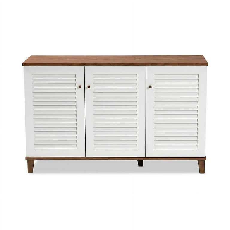 Coolidge Modern and Contemporary Walnut Finished 8-Shelf Wood Shoe