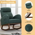 thumbnail image 3 of BISHE Modern Rocking Chair with Wood Legs and Side Pocket, Glider Recliner Armchair with High Back, Comfortable Accent Chair for Nursery, Living Room, Bedroom(Emerald), 3 of 9