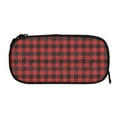 thumbnail image 5 of Uemuo Red Black Plaid Printed Pencil Pen Case, Portable Pencil Pouch with Zipper, Compact Stationery Bag Makeup Bag, Pencil Bag for Home Office, 5 of 9