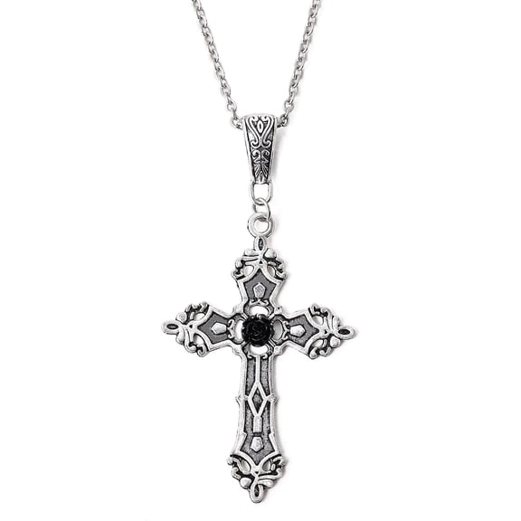 Terandius Gothic Cross Pendant Necklace, Gothic Emo Punk Grunge Y2k Cross Necklace, Goth Jewelry, Christmas Jewelry Gift for Women