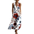 thumbnail image 3 of VBVC Women's Floral V-Neck Sleeveless Maxi Dress,Button Detail Loose Flowy Dress For Women,Ladies' Casual Patriotic Summer Sundress with Pockets,Multicolor,S-3XL, 3 of 8