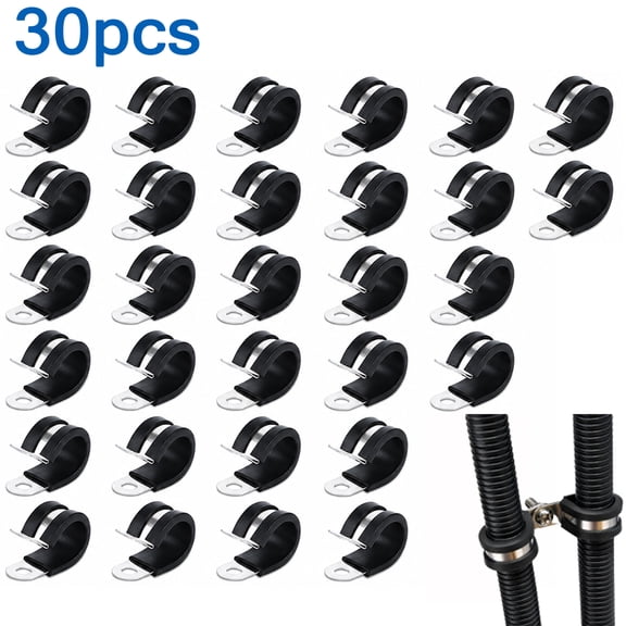 UHIAGREE 30pcs Pipe Clamp Rubber Cushioned Stainless Steel