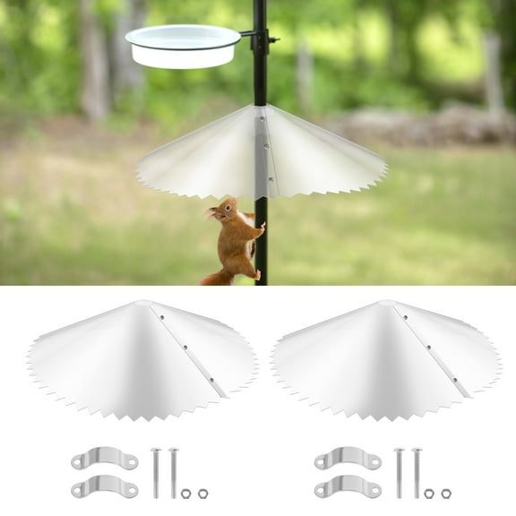 Ikoopy 2 Pcs Transparent Squirrel Baffle with Serrated Edge Pole Mount Bird Feeder Squirrel Guard Effective Bird Feeder Baffle for Outside Bird Feeder Pole