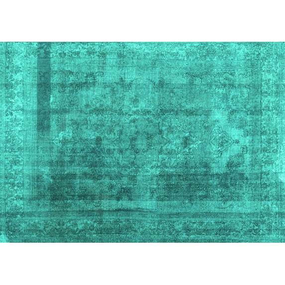 Ahgly Company Machine Washable Indoor Rectangle Abstract Turquoise Blue Contemporary Area Rugs, 3' x 5'
