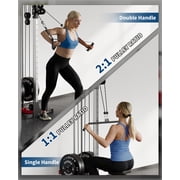 JoanKaren Wall Mount Cable Crossover Machine,Pulley Tower Functional Trainer with 19-Position Dual Pulley Crossover & LAT Pull Down System,Adjustable Footplate,Space Saving Fitness Equipment