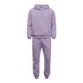 thumbnail image 5 of Hogleaql Men's Tracksuits 2 Piece Set Solid Color Sweat Hoodie Jogging Athletic Pants Set Fleece Fall Suit with Pockets Light Purple XL, 5 of 6