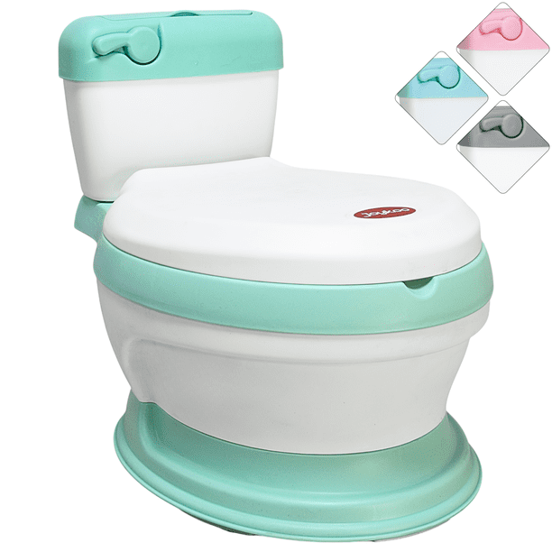 Baño Entrenador para Niños con Asiento Acolchado Antideslizante Diseño Realista - Verde