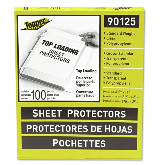 C-Line 90125 8.5 in. x 11 in. 3-Hole Punched Top-Load Polypropylene Sheet Protectors - Clear (100/Box)