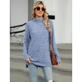 thumbnail image 4 of OBEEII Womens Tops Knitted Sweater Soft Turtleneck Pullover Sweater Oversized Chunky Ribbed Jumper Fall Winter Clothes, Blue Size S-XXL, 4 of 9