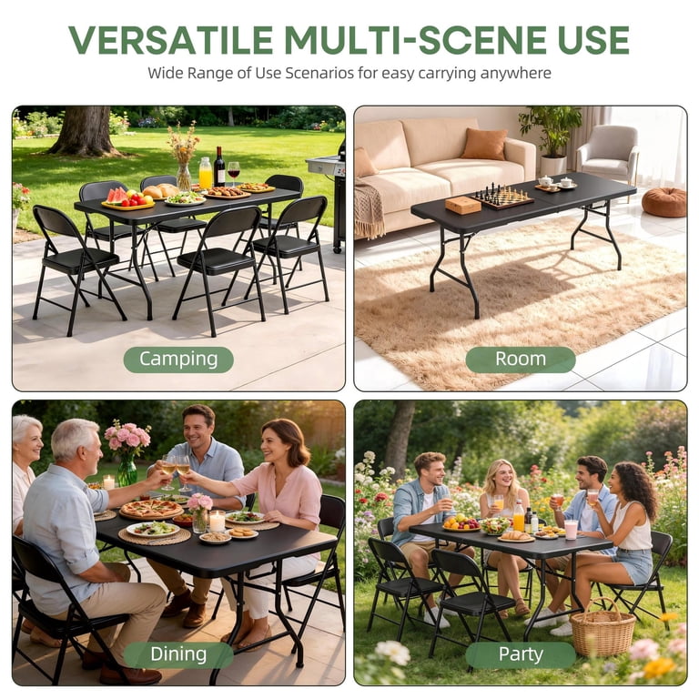 Furnibear 6FT Folding Table,Indoor Outdoor Portable Fold-in-Half