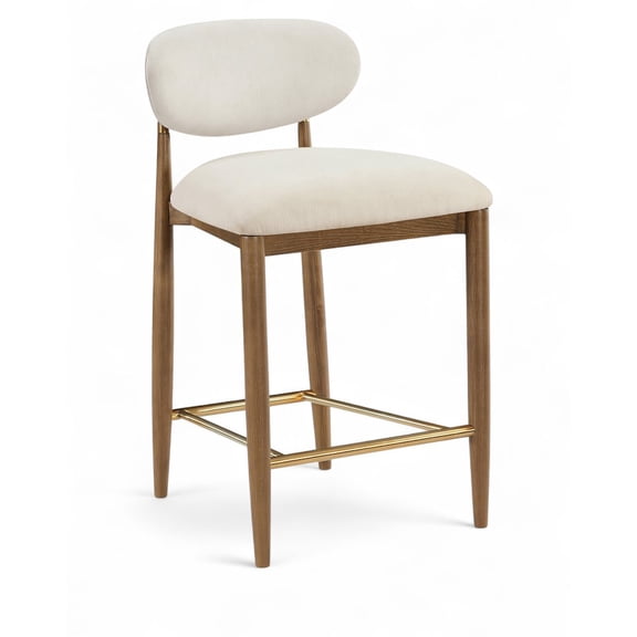 Meridian Furniture Riccio Cream Performance Fabric Upholstered Stool