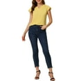 thumbnail image 2 of INSPIRE CHIC Blouse de Travail à Manches Courtes Col en V Uni pour Femmes TP Jaune Clair, 2 of 6