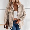thumbnail image 5 of BangWanChi Women Clothes Clearance under $5 Fashion Women Casual Pockets Printed Long Sleeve Tops Jacket Plaid Coat, 5 of 5