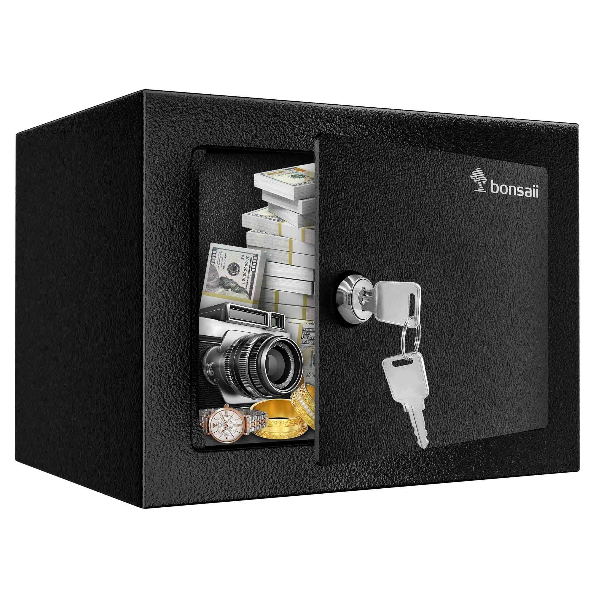 Bonsaii 0.22 Cubic Feet Safe Small Home Money Safe Box with Key Lock