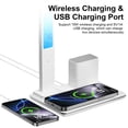 thumbnail image 2 of Desk Lamp, LED Desk Lamps for Home Office, Wireless Charger Touch Table Lamp with Pen Holder, Dimmable Office Desk Light with Clock, Alarm, Date, Temp, Foldable Lamp for Table Bedroom Office, White, 2 of 7