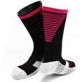 thumbnail image 2 of Lian LifeStyle Men's 1 Pair High Crew Athletic Sports Socks Size M XL0028-06(Black w/ Rose Strip), 2 of 2