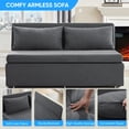 thumbnail image 6 of BALUS 62" Linen Queen Size Pull Out Sofa Bed, Convertible Loveseat Sleeper Sofa with 2 Pillows and Foldable Mattress, Dark Gray, 6 of 7