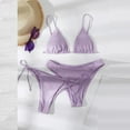 thumbnail image 3 of Women Spaghetti Strap Bikini Set, 3 Piece Bathing Suit with Padded Bras, Cheeky Bottoms, Tie String Bikinis Swimsuits, 3 of 4