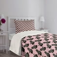 thumbnail image 3 of Ambesonne Swan Quilted Bedspread Set 2 Pcs, Vintage Black Cartoones, Twin Size, Pale Pink Black, 3 of 5