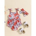 thumbnail image 2 of Bagilaanoe Newborn Baby Girl Summer Rompers  Print Sleeveless Bodysuits + Headband 3M 6M 12M 18M Infant One Piece Jumpsuit, 2 of 7