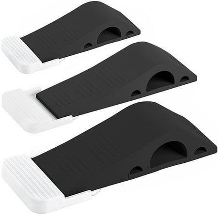 Holder Free Stopper - Door Stopper 3 Packs with Free Bonus Holders, Rubber Decorative Door Stop Wedge