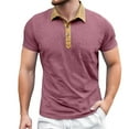 thumbnail image 2 of Mens Polo Half Button Open Neck Lapel Short Sleeve Mens Performance Polos,Wine,2XL, 2 of 8