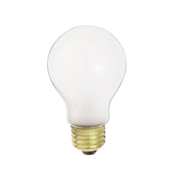 Satco S5020 - 25 watt A19 Incandescent; Frost; 1500 average rated hours; 250 lumens; Medium base; 34 volts
