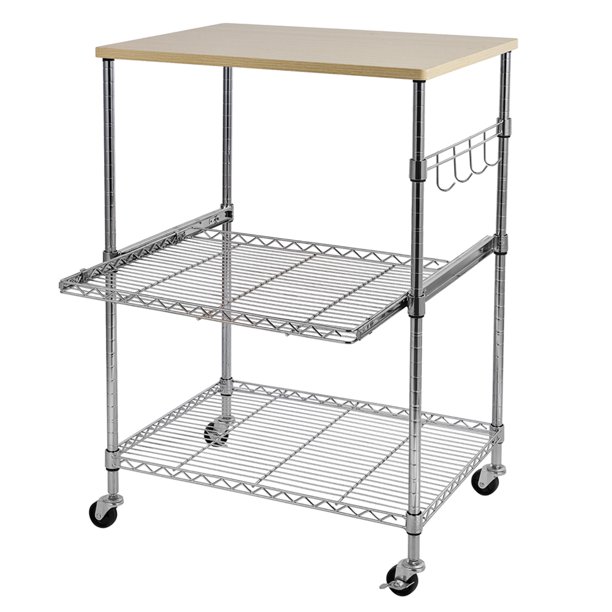 3 Tier Kitchen Cart with Wheels, SEGMART Metal Microwave Cart with Storage, Heavy Duty Rolling Utility Cart for Kitchen Office Bathroom, Durable ...