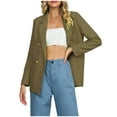 thumbnail image 2 of Blazers for Women Casual Fashion Long Sleeve Lapel Business Jacket Formal Solid Color Office Coats Pockets (Khaki XL), 2 of 4