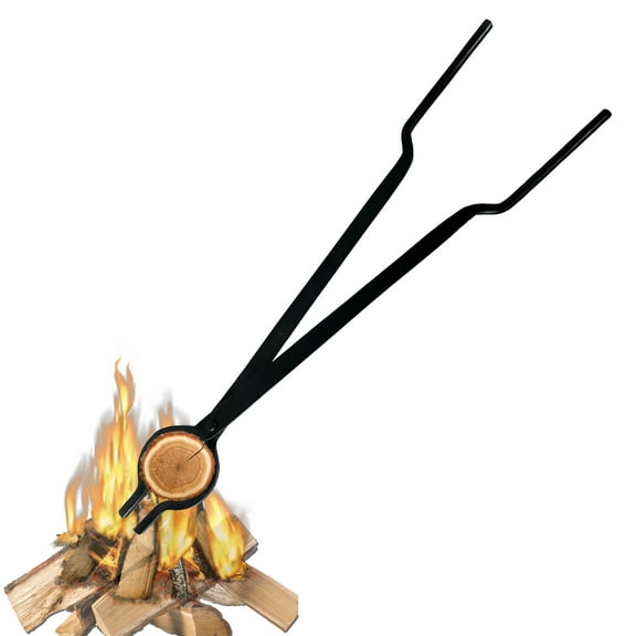 FEBTECH- 30 inch Black Campfire Tongs - Log Grabber Firewood Claw Tongs for Outdoor Firepits