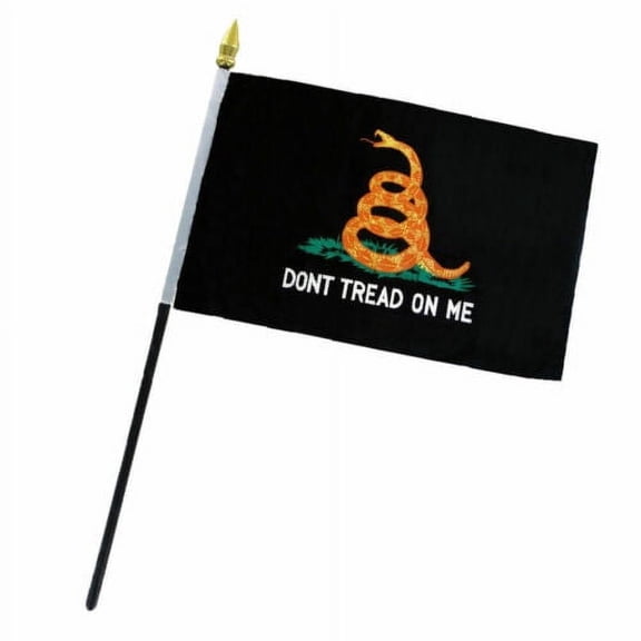 4x6 Black and Orange Gadsden Stick Flag Table Staff Desk Table
