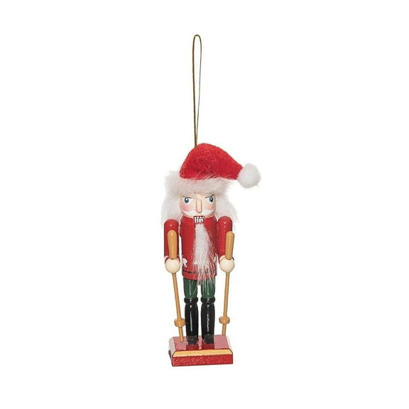 NUTCRACKER WITH SKI POLES Wooden Christmas Ornament, by Gallerie II