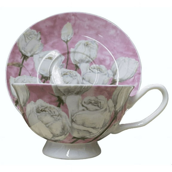 Rose with Pastel Pink Cup and Saucer