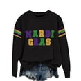 thumbnail image 2 of Ploknplq Mardi Gras Sweatshirt,Mardi Gras Tops for Women,Graphic Tees for Women Purple Gold Green Print Hoodless Sweatshirt,Mardi Gras Long Sleeve Shirts for Women,Striped Sweater Women Z Black 1 S, 2 of 4