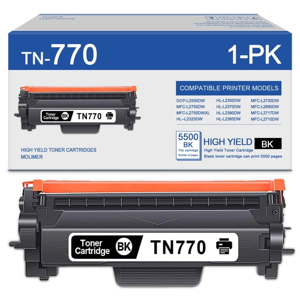 1Pack TN770 Black With Chip Toner Cartridge Replacement for Brother